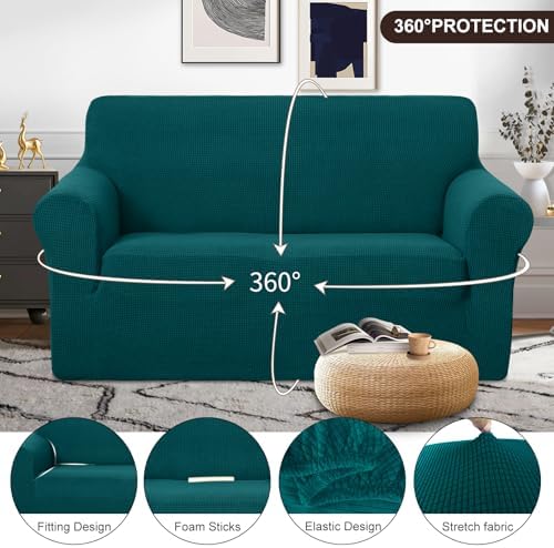 U-NICE HOME Loveseat Cover Stretch Couch Cover Sofa Slipcover, Blue