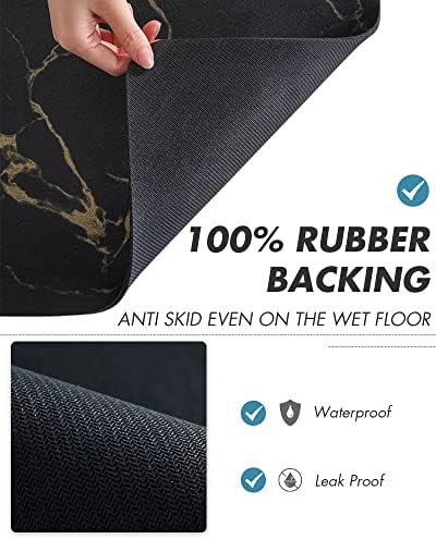 AMOAMI Coffee Mat Hide Stain Rubber Backed Absorbent Dish Drying Mat for Kitchen Counter-Coffee Bar Accessories, Black & Gold, 17"X31.5"