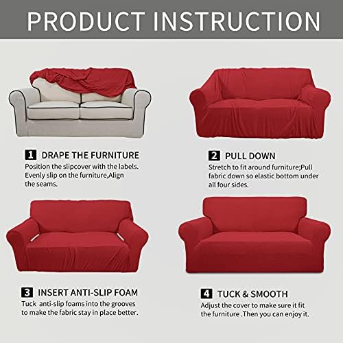 Easy-Going Stretch Oversized Chair Cover with Arm Washable Christmas Red