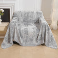 MEETSKY Small Couch Cover Oversized Chair Cover Washable, Chenille Soft Throws Cover for Single Sofa, Abstract Geometric Sofa Slipcover Multi-Use Furniture Protector for Dogs, 71" x 91", Light Grey
