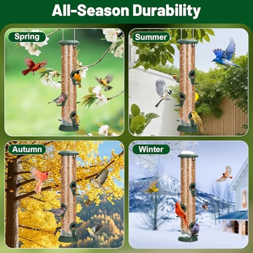 FEED GARDEN Tube Bird Feeder 2 Pack, 15 Inch Plastic Hanging Bird Feeder