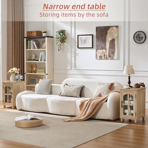 RWYHG Narrow Side Table, Farmhouse Nightstand with Charging Station