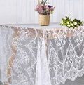 Fowecelt 5 Pack White Lace Tablecloth 60 × 120 Inch for Rustic Boho Wedding Bridal Shower Party Decoration, Classy Rectangle Overlay Long Vintage Embroidered Reception Table Cloth Decor