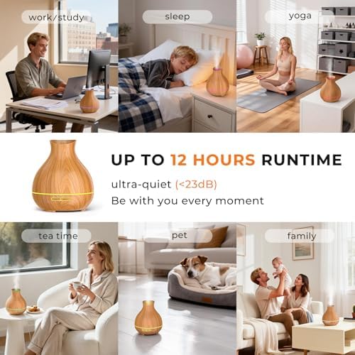 Aromatherapy Essential Oil Diffuser,2 PCS Humidifier with 550ml Lasting Mist Output Waterless Auto-Off Ultrasonic Diffusers 7 Color LED Lights Cool Mist Humidifier for Large Room, Home