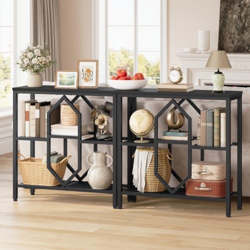 HOOBRO Console Table, Narrow Entryway Table, Behind Couch Table, Black