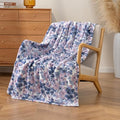 Luxury Printed Fleece Warm Throw Blanket, Soft Lightweight Velvety Plush Throw for Couch and Bed, Cozy Comfy for All Seasons(White Purple Flowers, 50×70 Inches)