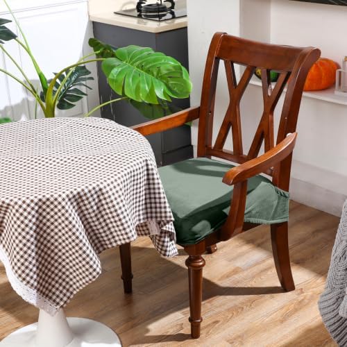 Havawish Extra Wide Dining Chair Seat Covers, Matcha Green, Velvet, 1 Pcs