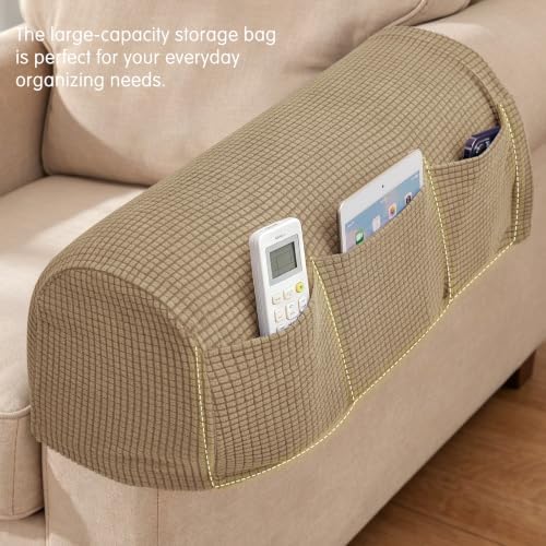 SUBRTEX Stretch Couch Arm Covers Set of 2, Non-Slip Sofa Armrest Slipcovers