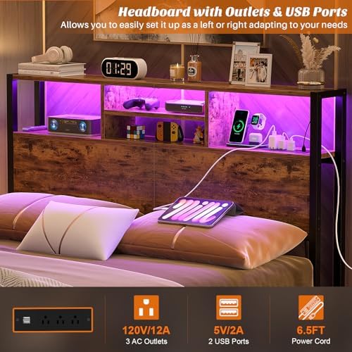 Aheaplus Headboard for Full Size Bed with Storage, Headboards with Outlets