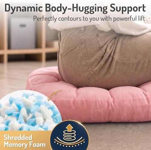 Floor Pillows Set of 2, Large Meditation Cushion for Adults, 22 Inch Square