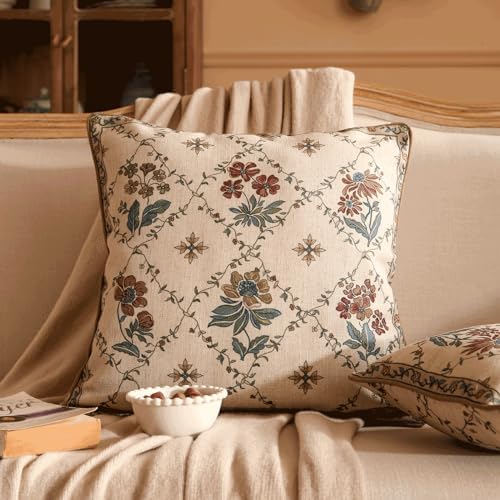 patdrea Designer French Vintage Throw Pillow Cover,18"x18"