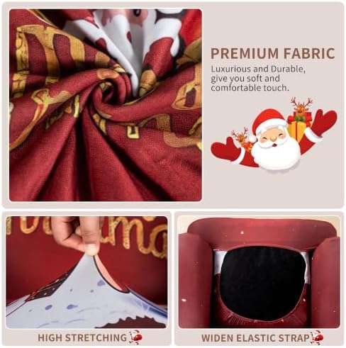 HAOYONG Christmas Stretch Wingback Chair Cover 2 Pieces Wing Chair Slipcover Printed Wingback Armhair Slipcover Wingback Washable Sofa Covers Christmas Decoration Furniture Protector for Armchair