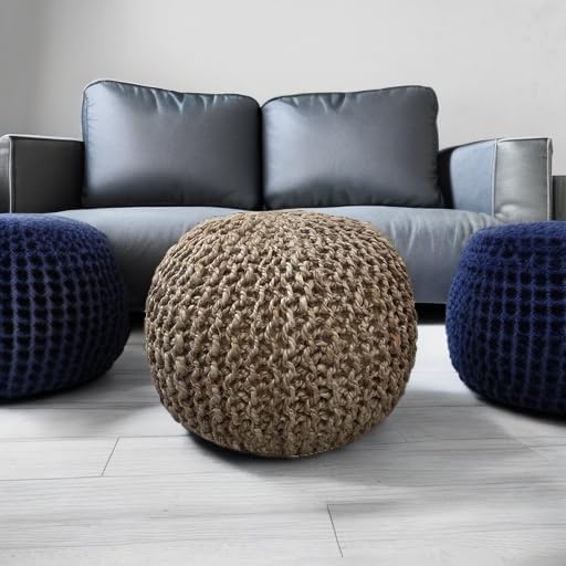 Pouf Ottoman 100% Jute Braided Pouffe (20"x20"x14")
