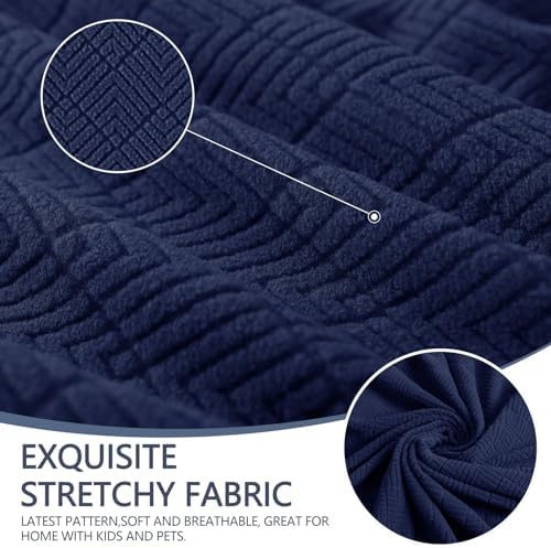 JIVINER Stretch Sofa Covers 1 Piece Couch Covers for 3 Cushion Couch Sofa, 3 Seater Sofa Slipcovers Furniture Protector with Elastic Bottom for Kids, Pets (Navy Blue, Sofa)