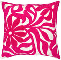 Alysheer Farmhouse Floral Leaves Embroidered Decorative Throw Pillow Cover 18x18 inches, Boho Tufted Flowers Embroidery Pattern Chic Cotton Cushion Case for Couch Bed Sofa Living Room(Bright Hot Pink)
