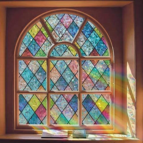 Stained Glass Window Privacy Film, Static Cling, 17.5" x 118.1"