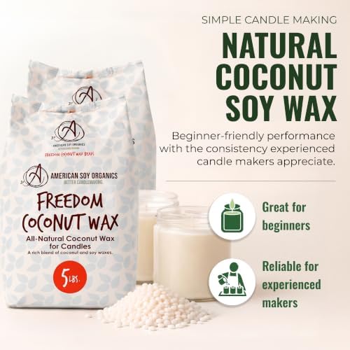American Soy Organics Freedom Coconut Soy Wax Beads, Candle Wax, 10 lbs