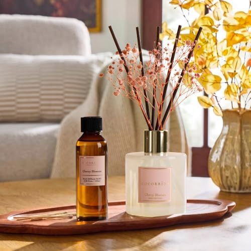 COCORRÍNA Reed Diffuser Refill, Cherry Blossom, 3.38 fl oz, 6 Reeds