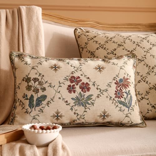 patdrea Designer French Vintage Throw Pillow Cover,12"x20",Set of 2