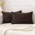 MIULEE Lumbar Corduroy Decorative Throw Pillow Covers 12x20 Dark Brown