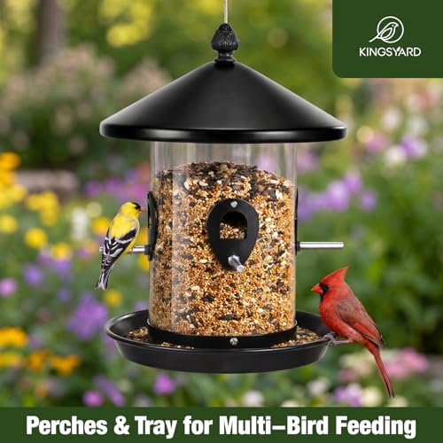 Kingsyard Large Metal Bird Feeder for Outdoors Hanging, Tube Bird Feeders