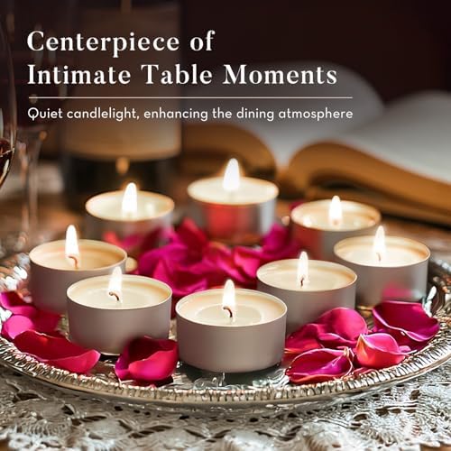 Ashlux 300-Pack Unscented Palm Wax Tea Lights Candles,6 Hours Burn