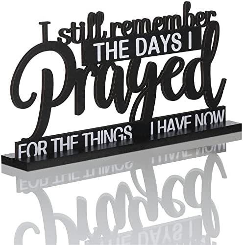 Jetec 1 Pc Remember Prayed Sign Wood Blessed Table Decor, Black, Classic