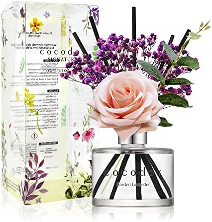 COCODOR Rose Reed Diffuser Set / 6.7oz / Garden Lavender/Scent Diffuser with Sticks Home Fragrance Reed Diffuser for Bathroom Shelf Decor for Women