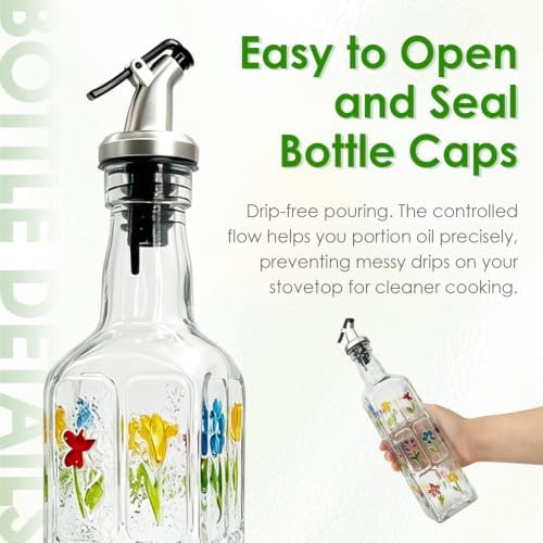 17oz Glass Square Oil Dispenser Bottle with Pour Spout