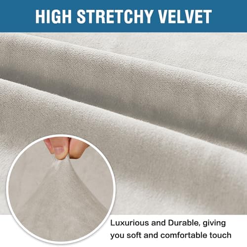 H.VERSAILTEX Stretch Velvet Armchair Cover Couch Covers 1 Cushion Chair Slipcover for Living Room Furniture Cover Crafted from Thick Comfy Rich Velour (Chair 31"-49", Oatmeal)