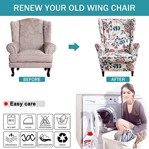 NILUOH Wingback Chair Covers 2-Piece, Armchair Slipcovers for Living Room