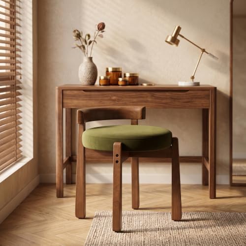 DUOMAY Velvet Vanity Stool, Green