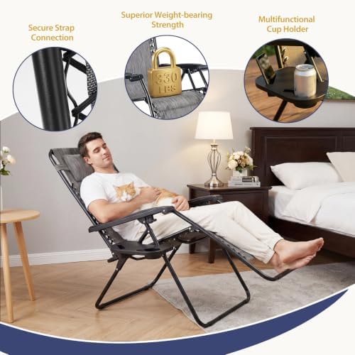 Sweetcrispy Zero Gravity Chairs Set of 2, Folding Lounge Chairs