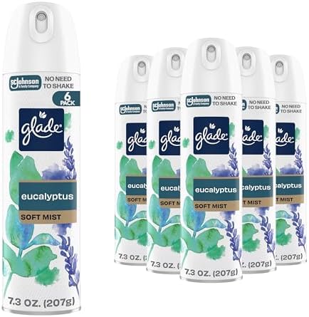 Glade Air Freshener Room Spray, Eucalyptus Mist Scent, Odor Fighting to Deliver Long Lasting Freshness, 7.3 Oz, 6 Count
