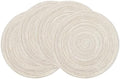 SHACOS Round Braided Placemats Set of 4 Washable Table Placemats Cotton Polyester Place Mats 15 inch Circle Table Mats for Holiday Party (Ivory, 4)