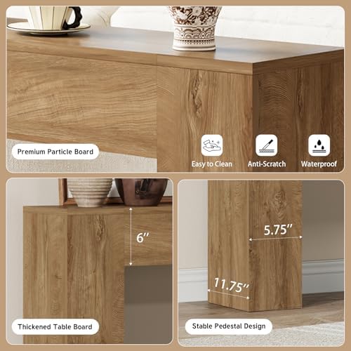 Epecoya 43-Inch Wood Console Table for Entryway, Light Oak Brown