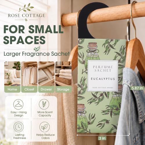 Large 12 Packs Eucalyptus Hanging Scented Sachets Long-Lasting Closet Deodorizer Air Freshener Fabric Refresher Odor Eliminator for Drawer Home Fragrance Gift Set