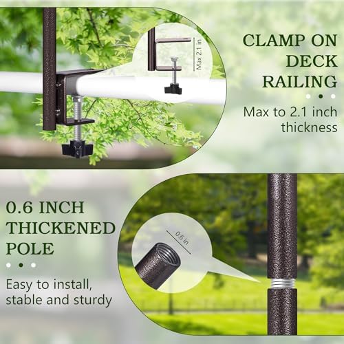 YINGYM Deck Bird Feeder Pole with Bird Bath, Two Adjustable Branches