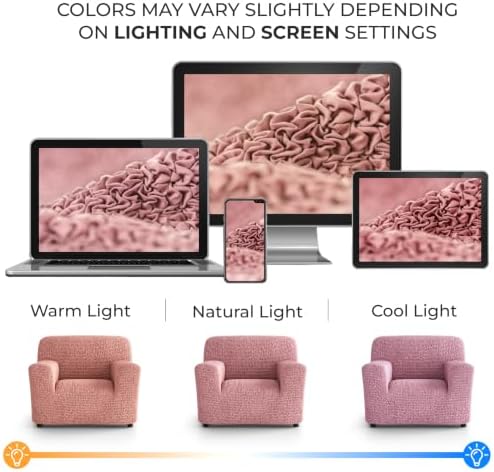 PAULATO Premium Stretch Couch Covers for Sofa - Sofa Chair Cover Washable, Dogs & Pets Friendly - Elastic Polyester Loveseat Slipcovers - Non-Slip Love Seat Couch Covers - Coral Pink (21"-39" Wide)