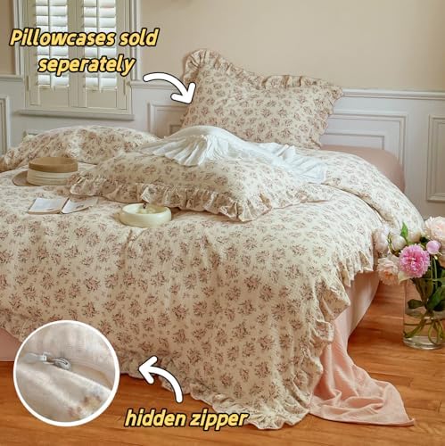 Vintage Floral Girls Duvet Cover Full Size, Pink Peony, No Pillows