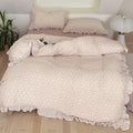 Pink Floral Bedding Ruffles Duvet Cover Full,Galsang Print,No Pillow