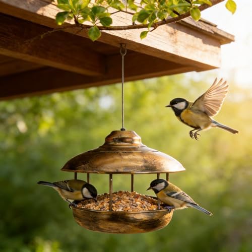 Durable Bird Feeder for Outdoors Hanging,All Metal Bird Feeder for Outside