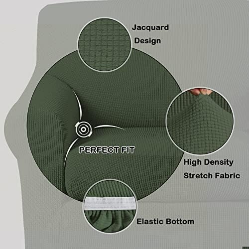Turquoize Stretch Sofa Slipcover 2 Pieces Sofa Cover Couch Cover for 2 Cushion Couch Washable Furniture Protector Covers with Elastic Bottom Feature Thick Jacquard Fabric (Loveseat, Bronze Green)