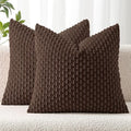 MIULEE Decorative Throw Pillow Covers 20x20 Dark Brown Textured Corduroy