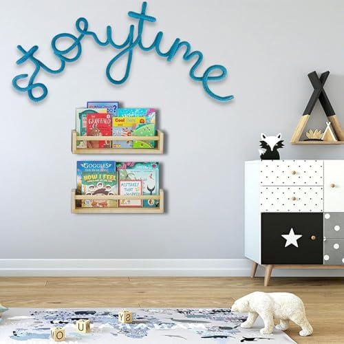 Handmade Storytime Wall Sign-Knitted Wire Storytime Sign Reading Corner Sign Decor story time wall sign wire Letters Book Corner Decor for Kids Room Nursery & Playroom (Blue Storytime)
