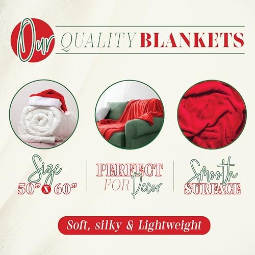 Elegant Comfort Lightweight Printed Throw Blanket- All Season, Ultra Soft, Cozy and Plush- Decorative Throw Blankets, Perfect for Lounging, 50 x 60 inches, Blue SantaSnowman, Throw Blanket