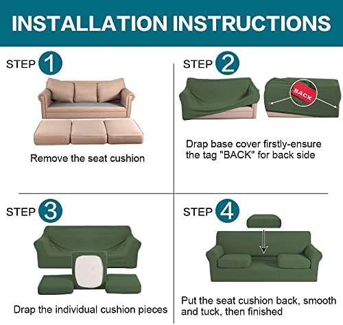 Turquoize 4 Piece Sofa Covers for 3 Cushion Couch Sofa Slipcover Soft Couch Cover for Dogs-Washable Sofa Furniture Covers with 3 Individual Large Cushion Covers (XL Sofa, Bronze Green)