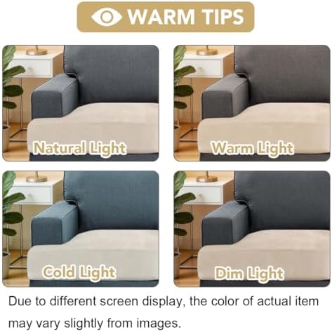 H.VERSAILTEX Stretch Velvet 2 Piece T Cushion Sofa Slipcovers for Living Room Individually Sofa Covers for 2 Cushion Seat Cushion Covers Stay with Elastic Bands (Sofa, Butter Cream)