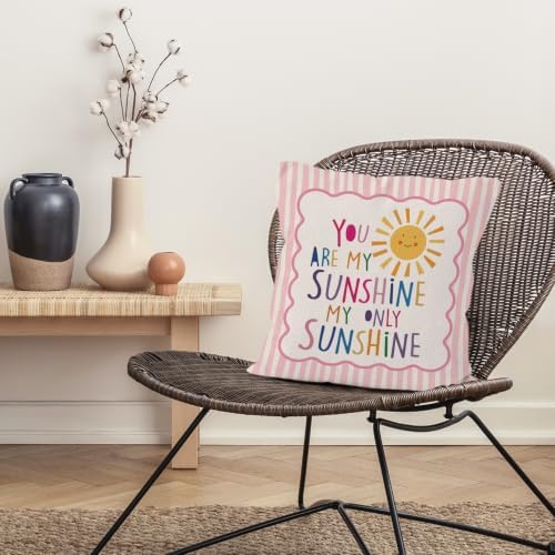 You are My Sunshine Boho Girl Nursery Decor Throw Pillow Cover 18x18