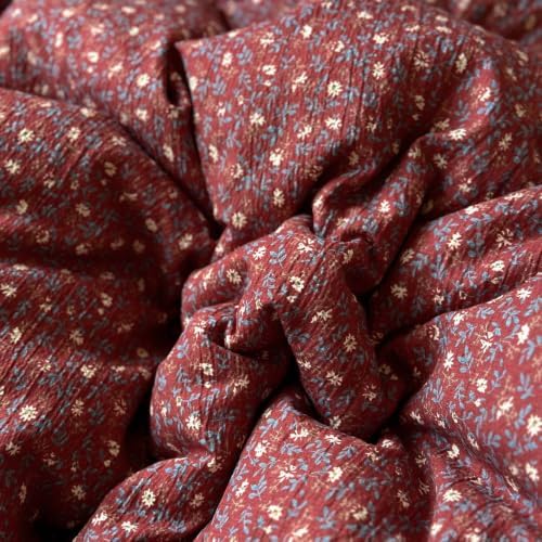 Duvet Cover Full Size with 2 Pillowcases,Vintage Red Floral Bedding